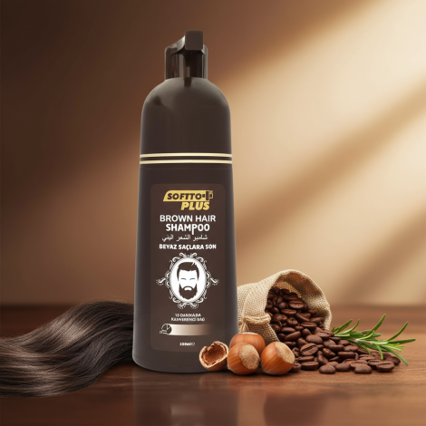 Оцветяващ  кафяв шампоан за мъже и жени само за 10 минути - Softto Plus Brown Hair Shampoo 350ml